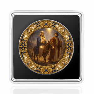 Seven Sorrows of Mary: The Flight into Egypt 1 Oz Silver Coin