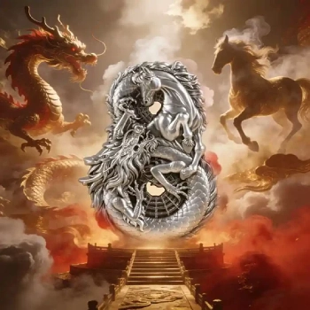 2026 Samoa Figure 8 Dragon and Horse 3 Oz Silver Coin - Image 4