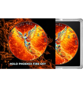 Holo Phoenix Fire Sky Libertad 1 Oz Silver Coin - Image 3