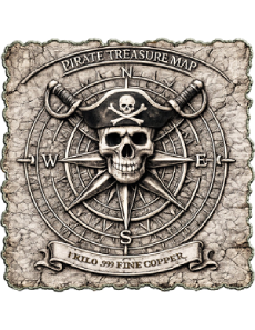 Treasure Map Lost of Isle of Gold 1 KG Colorized Copper Medal - Image 2