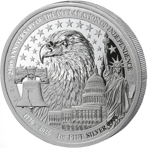 250th Anniversary USA Declaration of Independence 1 Oz Silver coin