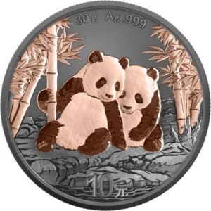 2026 Chinese Panda Ruthenium and Rose Gold 1 Oz Silver Coin