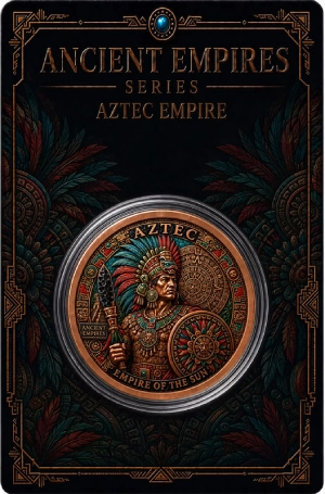 AZTEC EMPIRE Ancient Empires 1 Oz Copper Card Round - Image 3