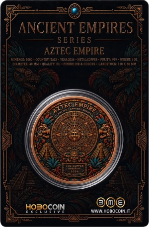 AZTEC EMPIRE Ancient Empires 1 Oz Copper Card Round - Image 5