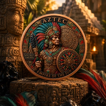 AZTEC EMPIRE Ancient Empires 1 Oz Copper Card Round - Image 4