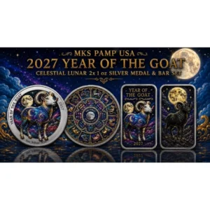 MKS PAMP Year of the Goat Celestial Lunar 2 x 1 oz Silver Medal Set