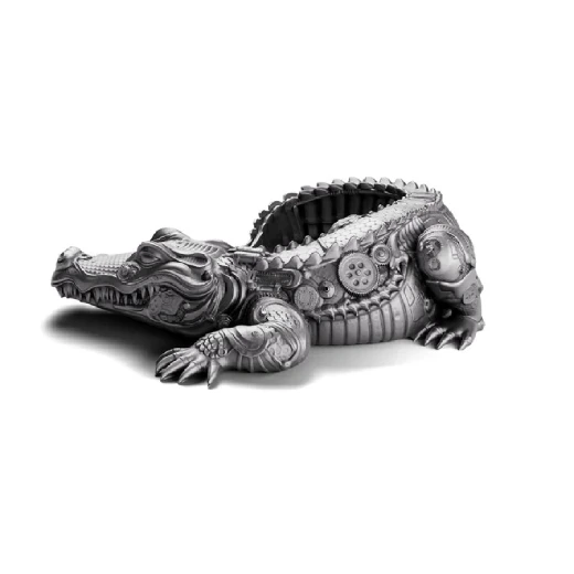 2027 Cameroon Gustave the Crocodile 2 oz Silver Coin – Antiqued - Image 2