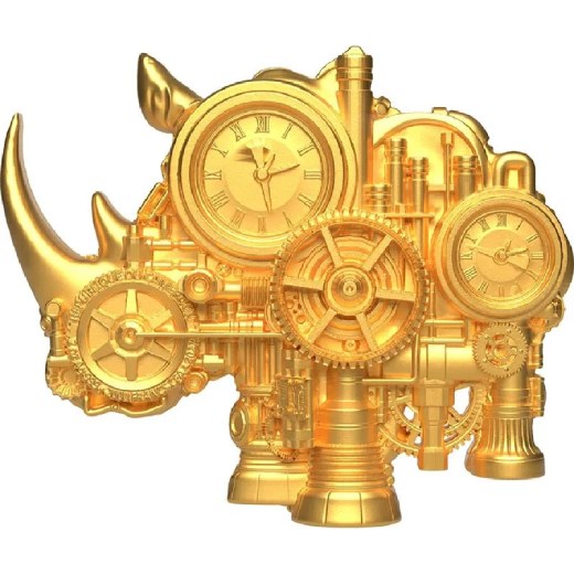 Mech Rhino Shaped Gold Gilded 2 oz Silver Coin - Image 2