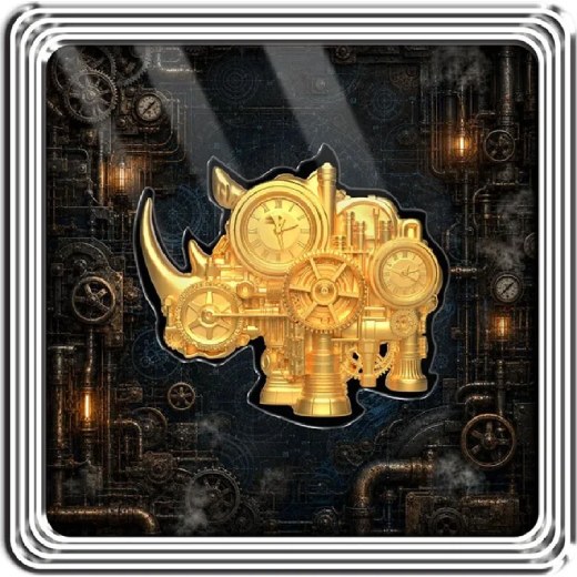 Mech Rhino Shaped Gold Gilded 2 oz Silver Coin - Image 5