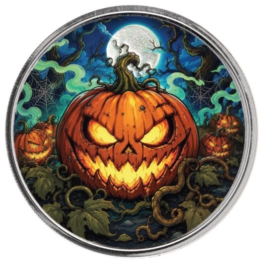 Halloween Series Jack O'Lantern 1 Oz Silver Round