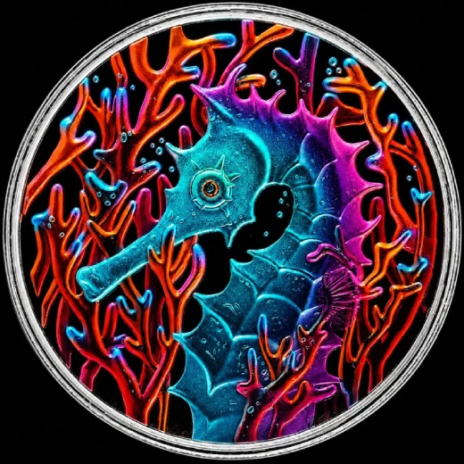 2026 Samoa Seahorse Neon Abyss 1 oz Silver Coin
