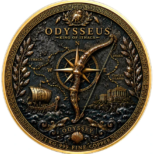 ODYSSEUS – KING OF ITHACA 1 KG COPPER Medal - Image 2