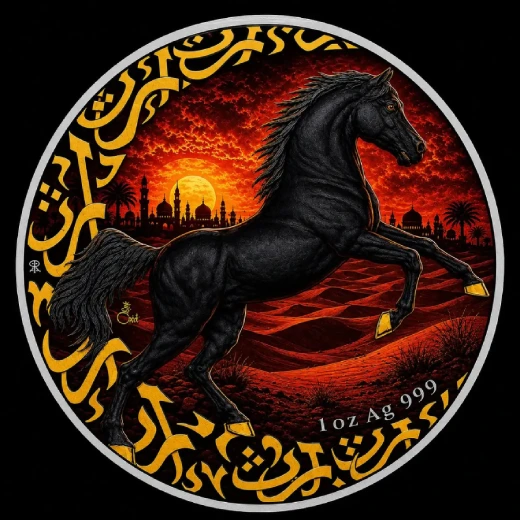 Treasures of the Gulf Sunset Arabian Horse 1 oz Silver Coin