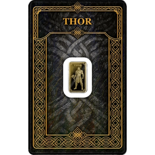 Gods of Germania Thor 1/100oz proof gold bar