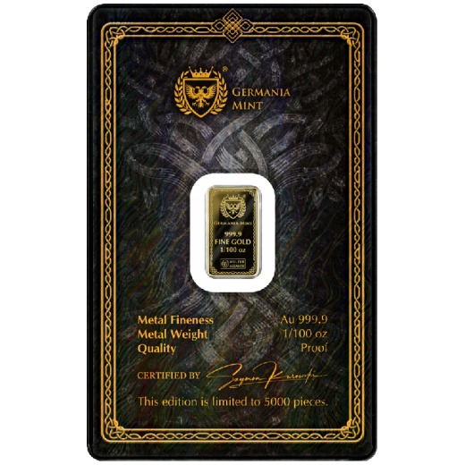 Gods of Germania Thor 1/100oz proof gold bar - Image 2