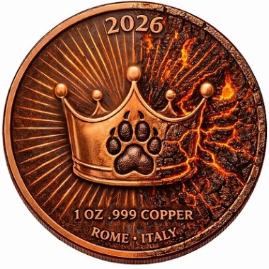 2026 LION Virtues Series 1 Oz Copper Round Italy - Image 3