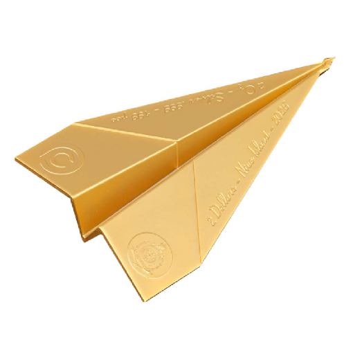 PAPER AIRPLANE SPECIAL EDITION GILDED 2 Oz Silver Coin