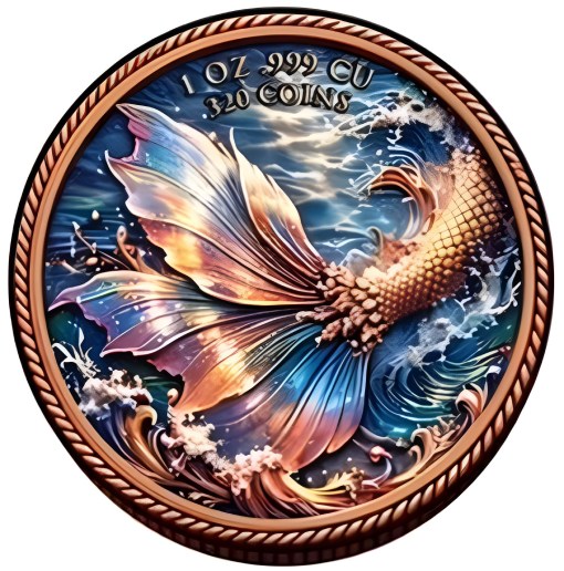 Ocean's Eternal Love Mermaid 1 Oz Copper round - Image 2