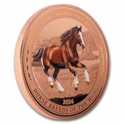 2026 Liberia Clydesdale Horse 5 Oz Copper Medal - Image 5