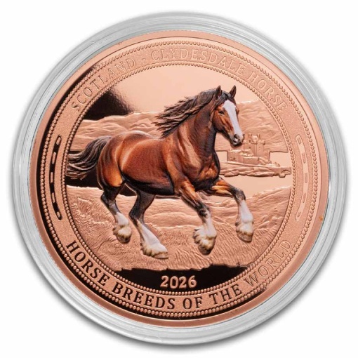 2026 Liberia Clydesdale Horse 5 Oz Copper Medal - Image 3