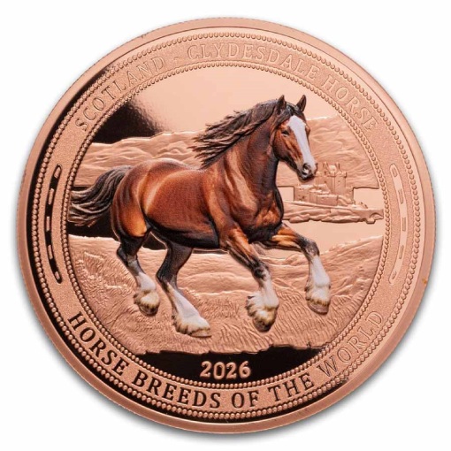 2026 Liberia Clydesdale Horse 5 Oz Copper Medal