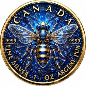 The Sapphire Bee Maple Leaf 1 Oz Silver Coin