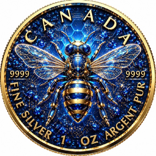 The Sapphire Bee Maple Leaf 1 Oz Silver Coin