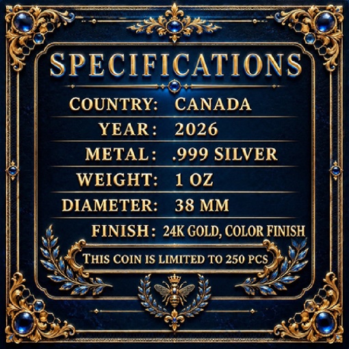 The Sapphire Bee Maple Leaf 1 Oz Silver Coin - Image 5