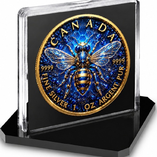 The Sapphire Bee Maple Leaf 1 Oz Silver Coin - Image 3