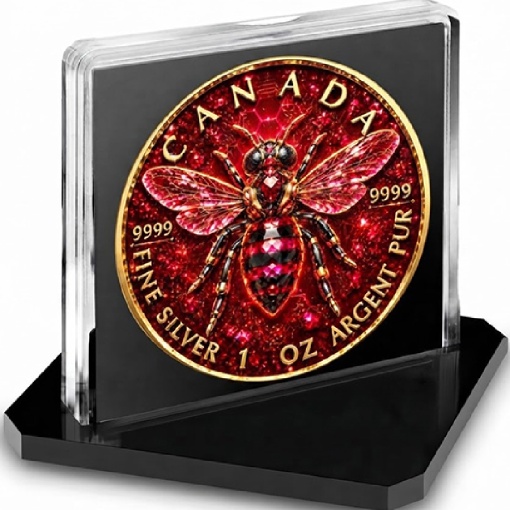 THE RUBY BEE Maple Leaf 1 Oz Silver Coin - Image 3