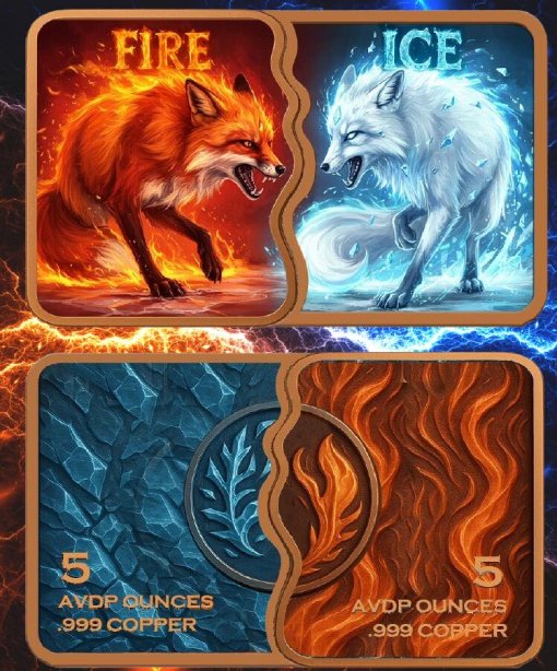 2 X 5 Oz Fire and Ice Fox Copper Fusion Bars in Capsule - Image 2