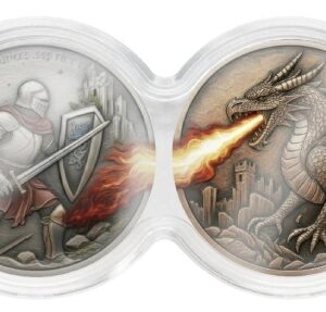 2 X 2 Oz Knight and Dragon Duo Stack Copper Medals