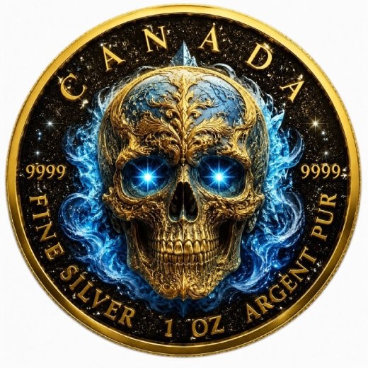 Azure Death Diamond Dust Maple Leaf 1 Oz Silver Coin
