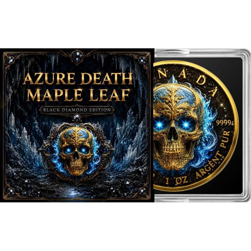 Azure Death Diamond Dust Maple Leaf 1 Oz Silver Coin - Image 6