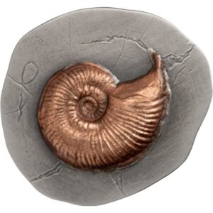 3D Fossils Series – Ammonite 2 Oz UHR Silver Coin