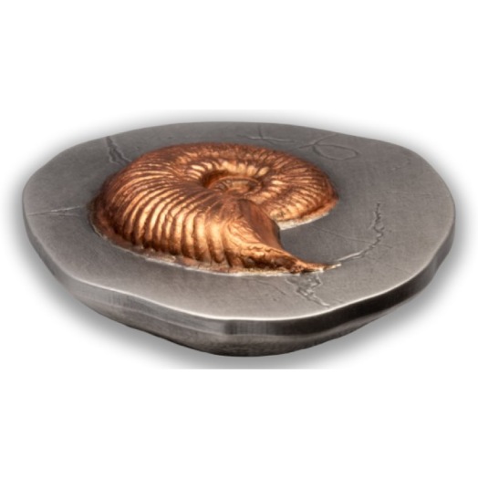 3D Fossils Series – Ammonite 2 Oz UHR Silver Coin - Image 2