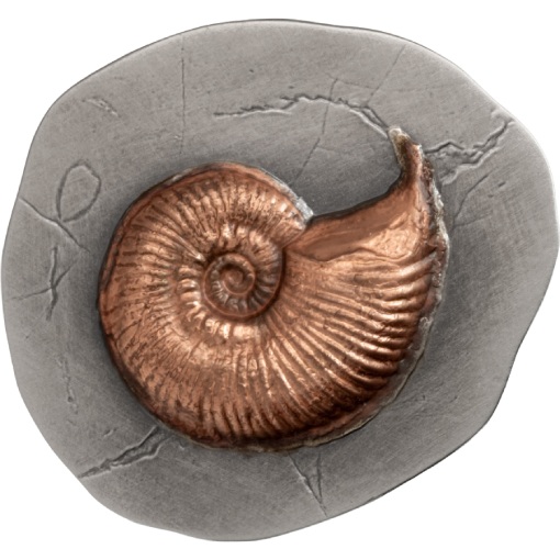 3D Fossils Series – Ammonite 2 Oz UHR Silver Coin