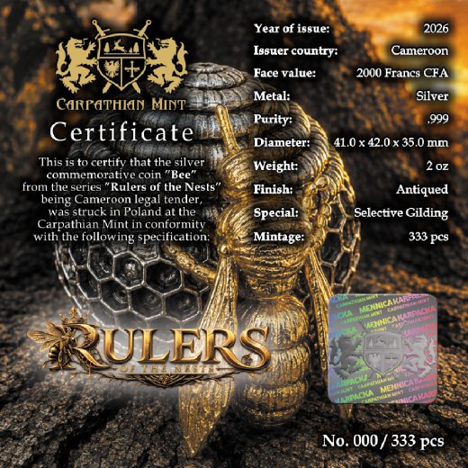 The Rulers of the Nests - Bee 3D 2 Oz Silver Coin - Image 5