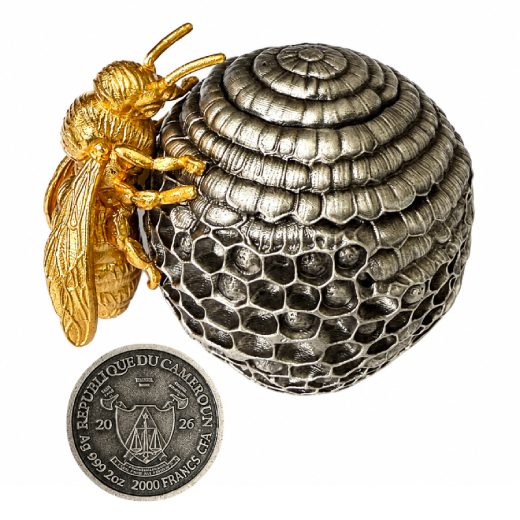 The Rulers of the Nests - Bee 3D 2 Oz Silver Coin - Image 2