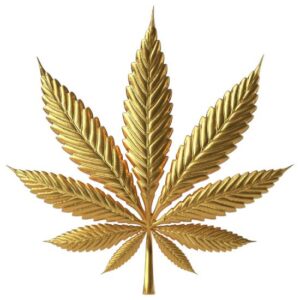 Cannabis Leaves Gold Gilded 1 oz .999 Silver Coin