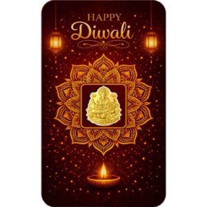 Diwali Shaped 1/1000 oz Gold Coin in Card