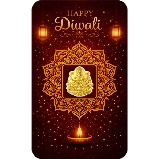Diwali Shaped 1/1000 oz Gold Coin in Card