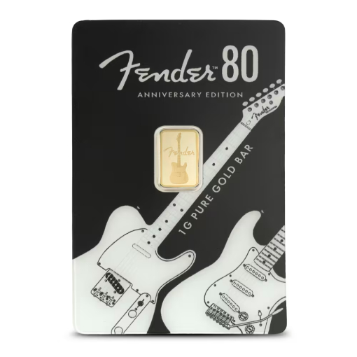 1g Gold Bar PAMP Fender Suisse 80th Anniversary in Essay