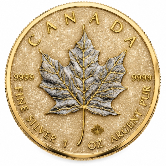 GOLDEN CHAMPAGNE 1 Oz Silver Maple Leaf