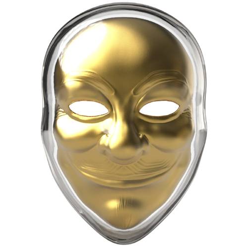Guy Fawkes Mask Gold Gilded 2 oz .999 Silver Coin