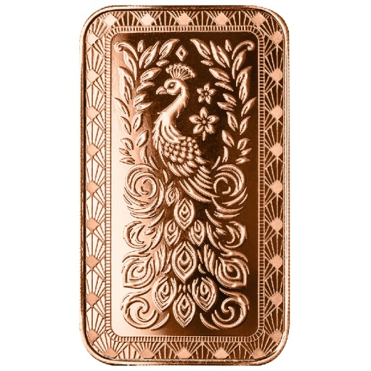 Marquee Peacock 1 Oz Copper Bar