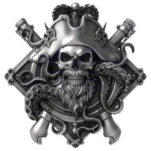 Undead Captain Kraken Antiqued 2 oz Silver Coin