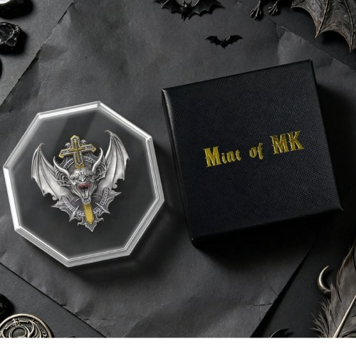 Vampire Bat Antique 2 oz .999 Silver Coin - Image 3