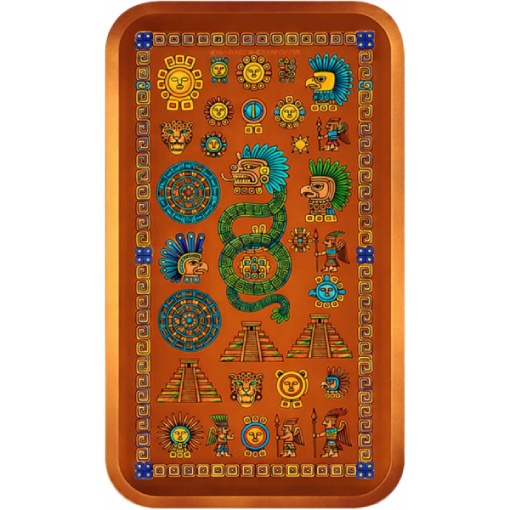 Warrior of Quetzalcoatl Colorized 1 oz Copper Bar - Image 2