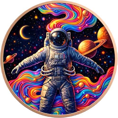 Cosmic trip colorized 1 oz copper round